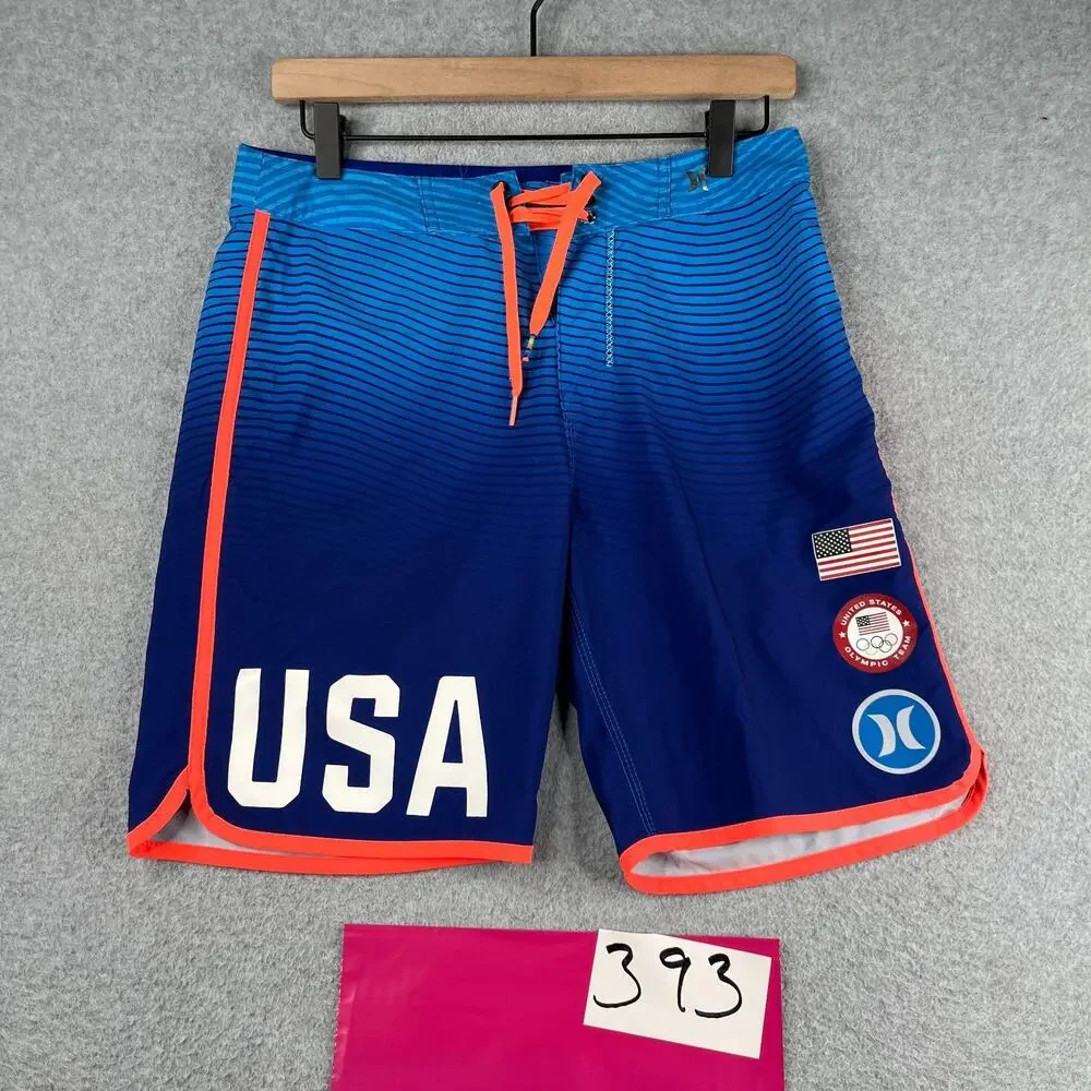 Hurley United States USA Olympic Team Board Shorts Size 28 Blue Swim